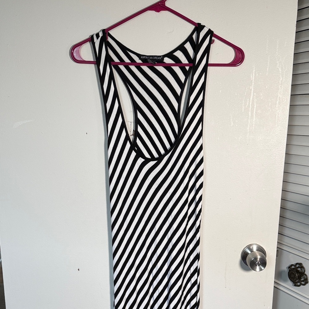 Extra Long American Dream Monochrome Striped Maxi Dress